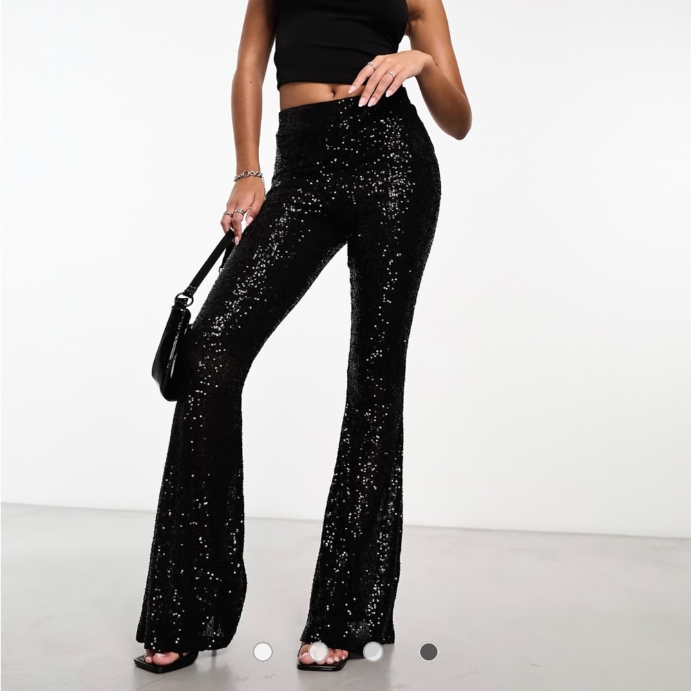 ASOS Sequin Flare Black Pants